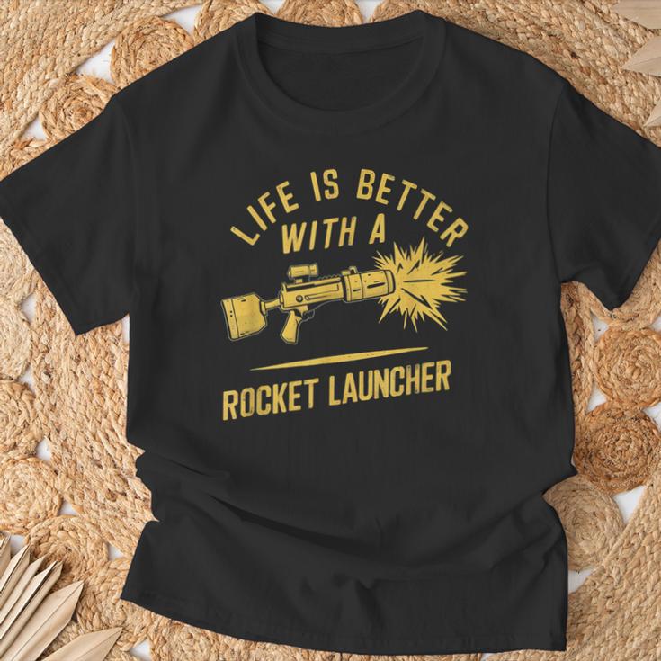 Life Is Better With A Rocket Launcher Lustig Und Witzig T-Shirt Geschenke für alte Männer