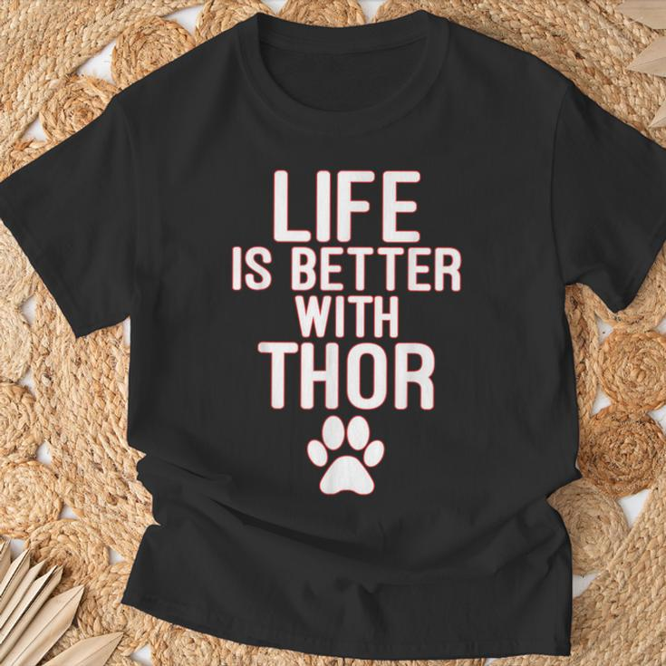 Life Is-Better With-Thor Dog T-Shirt Gifts for Old Men