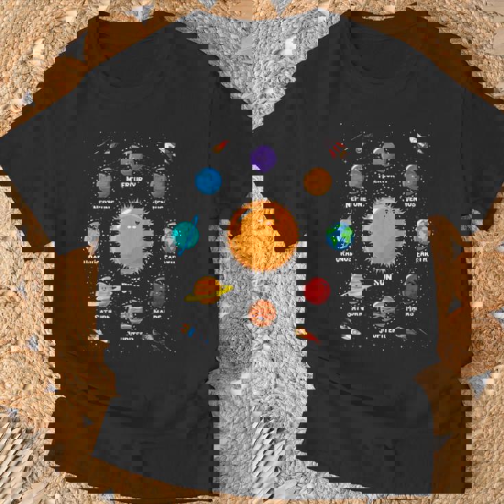 Lindo Sistema Solar De Planetas Coloridos Regalo Para Niños Camiseta unisex Regalos para ancianos