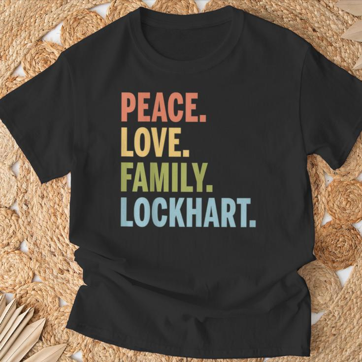 Lockhart Last Name Peace Love Family Matching T-Shirt Gifts for Old Men
