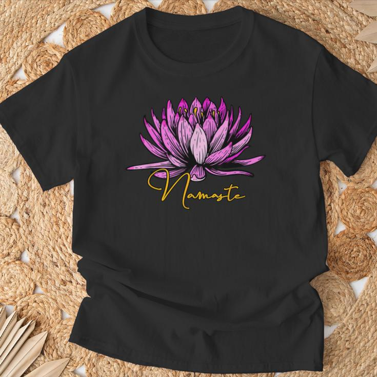 Lotusblüte Namaste Schwarzes T-Shirt, Entspannendes Yoga-Motiv Tee Geschenke für alte Männer