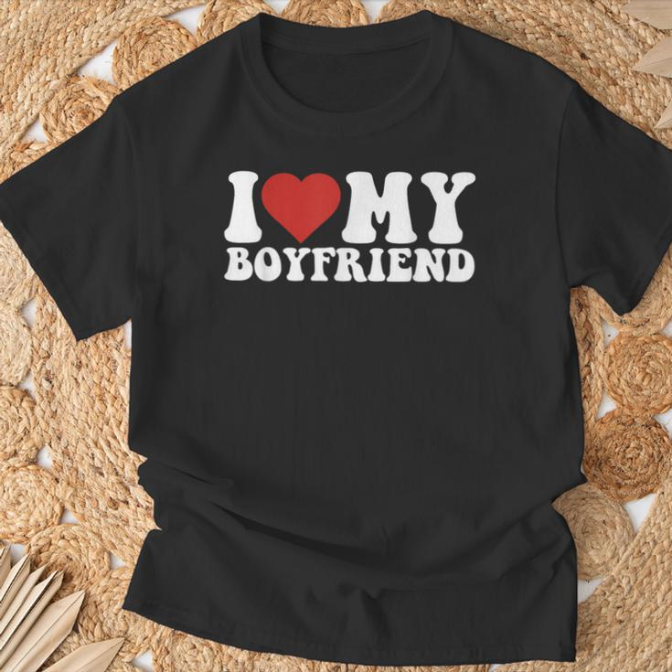 I Love My Boyfriend Bf I Heart My Boyfriend Bf Cute T-Shirt Gifts for Old Men