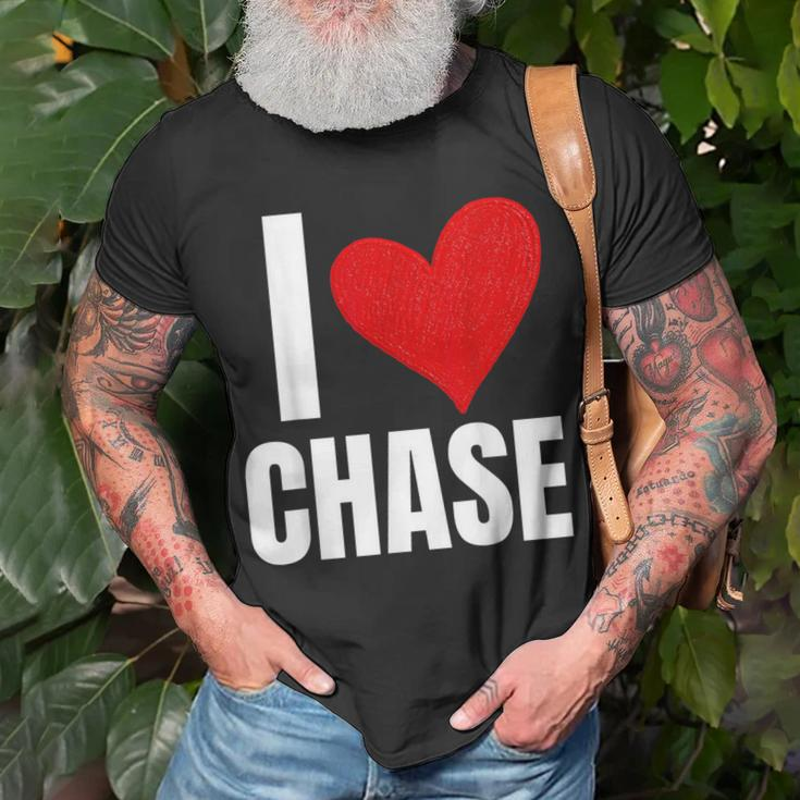 I Love Chase Personalized Personal Name Heart Friend Family T-Shirt Gifts for Old Men