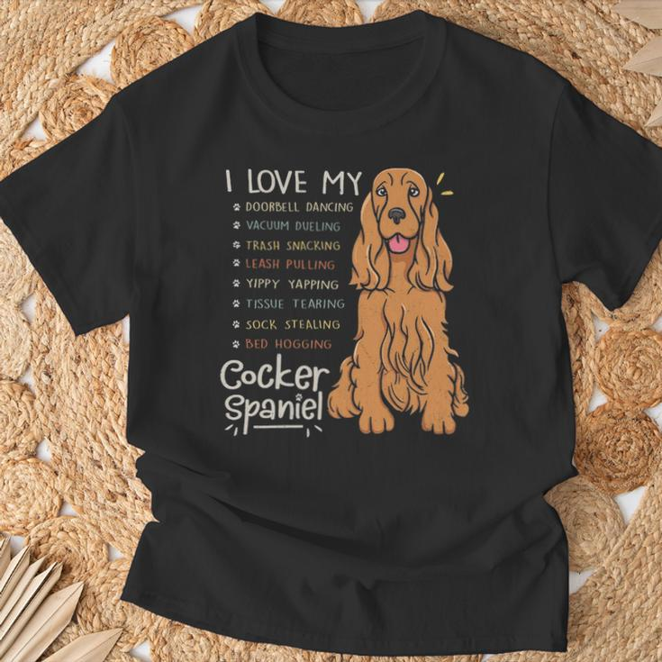 I Love My Cocker Spaniel Dog Mom Dad T-Shirt Gifts for Old Men