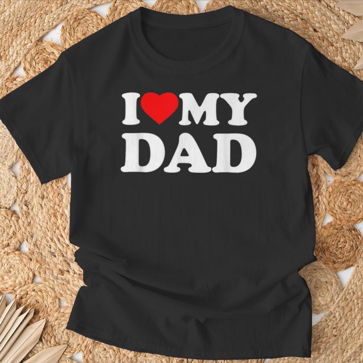 I Love My Dad Heart T-Shirt Gifts for Old Men
