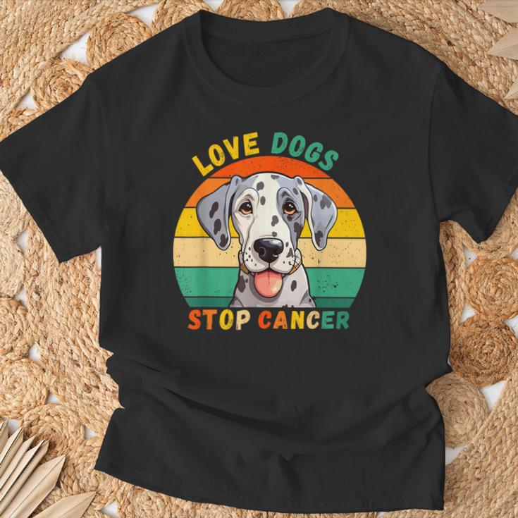 Love Dogs Stop Cancer Vintage Dog Dalmatien Cancer Awareness T-Shirt Gifts for Old Men