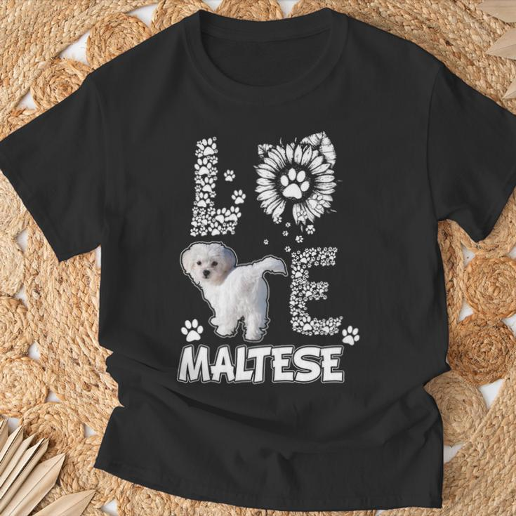 Love Maltese Dog Paw Sunflower Lover Costume T-Shirt Gifts for Old Men