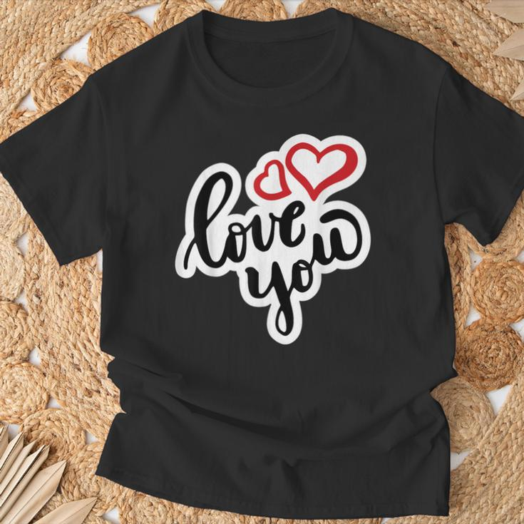 Love You Herzalentinstag Lieblingsmensch Partner Liebes T-Shirt Geschenke für alte Männer