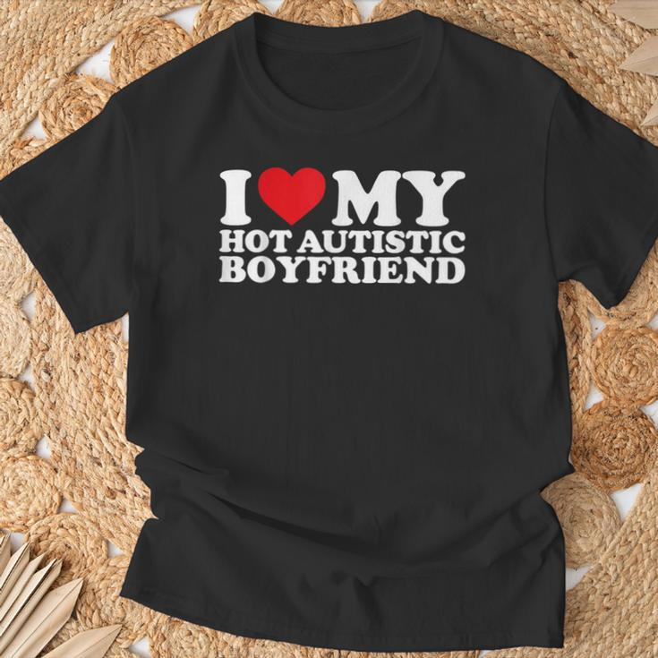 I Love My Hot Autistic Boyfriend Heart Autism Awareness T-Shirt Gifts for Old Men