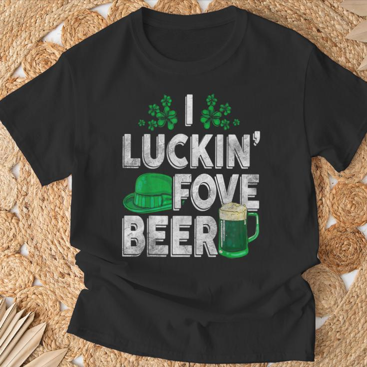I Luckin' Fove Beer St Patty's Day Love Drink Party T-Shirt Gifts for Old Men