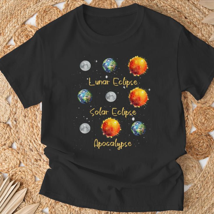 Lunar Eclipse Solar Eclipse And Apocalypse Science Kid T-Shirt Gifts for Old Men