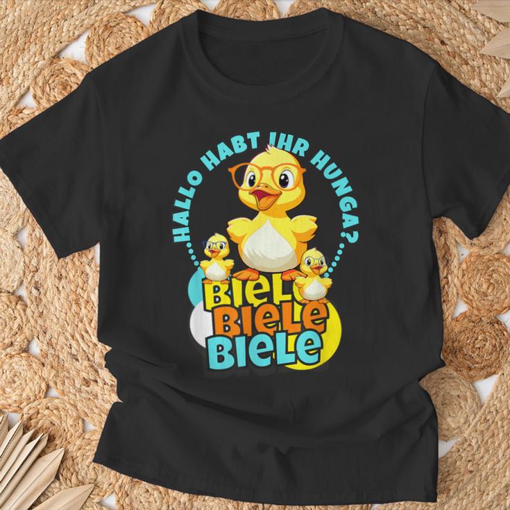 Lustige Enten Hallo Habt Ihr Hunger Biele Biele Biele T-Shirt Geschenke für alte Männer