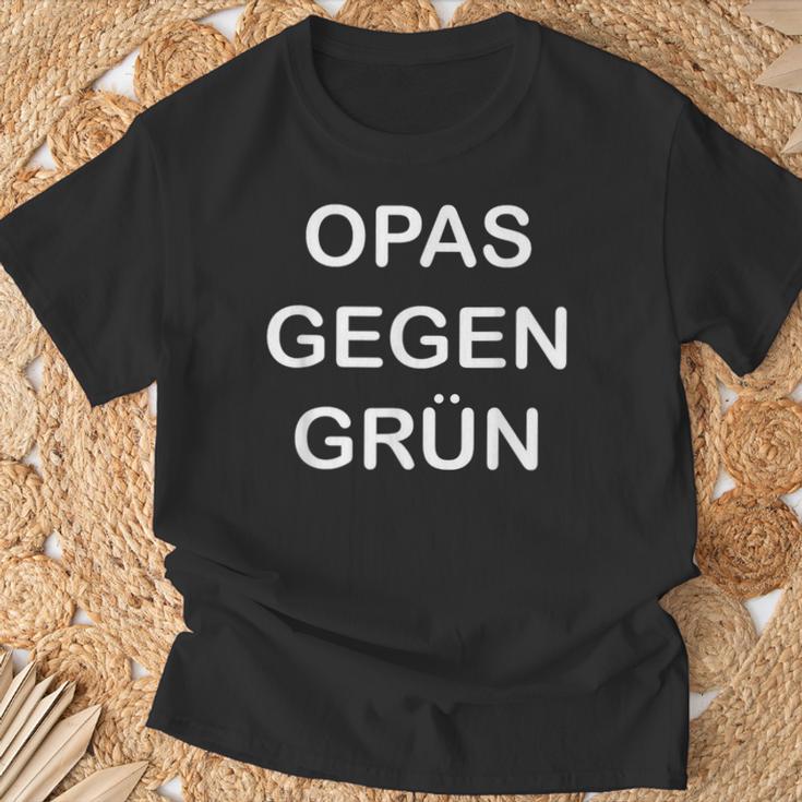 Lustiges Grünes Nein-Danke-Outfit Opas Gegen Grün T-Shirt Geschenke für alte Männer