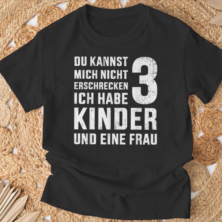 Lustiges Nicht Erschrecken Papa 3 Kinder Dreifacheratertag T-Shirt Geschenke für alte Männer