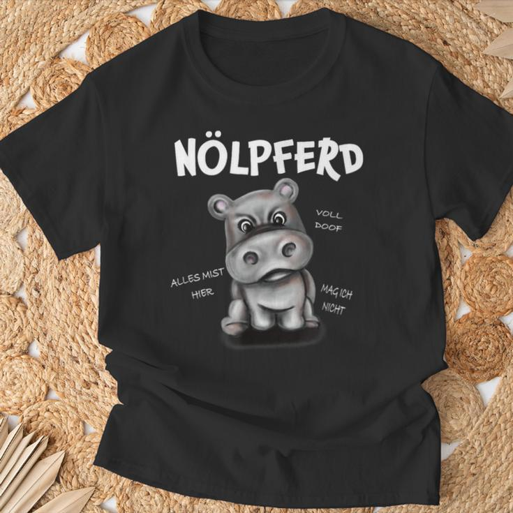 Lustiges Nilpferd Humor T-Shirt Nölpferd mit witzigem Spruch Geschenke für alte Männer
