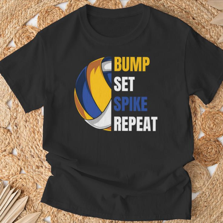Mädchenolleyball Motiv Bump Set Spike Repeatolleyball T-Shirt Geschenke für alte Männer