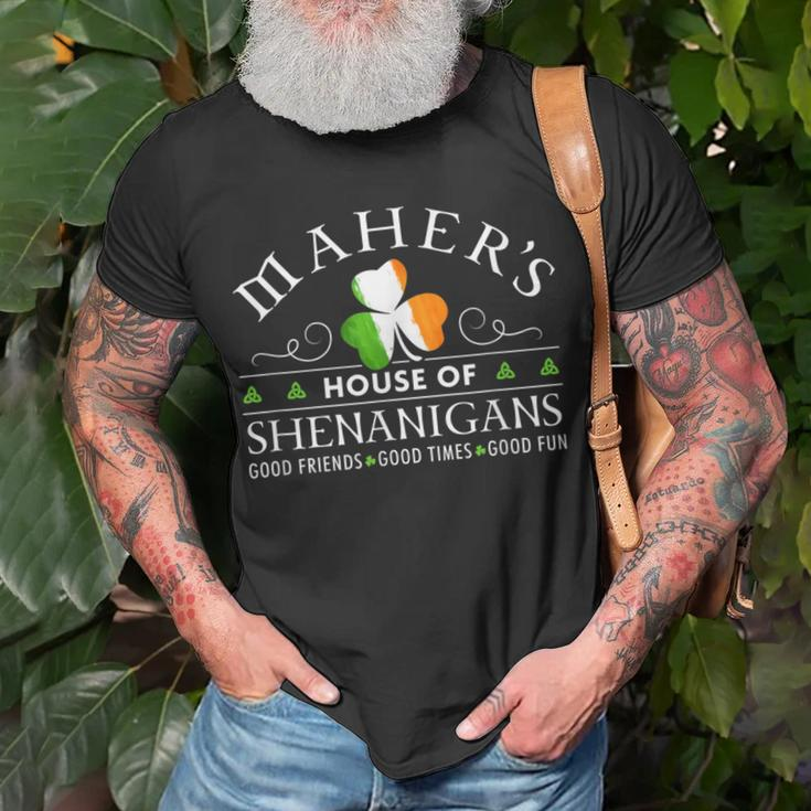 Maher House Of Shenanigans Irish Family Name T-Shirt Gifts for Old Men