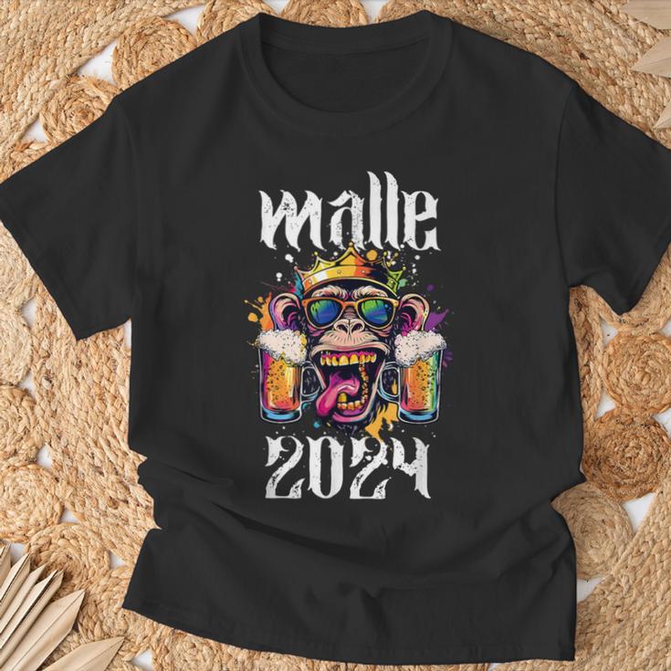 Malle 2024 Affe König Mallorca Crew Bier Urlaub Spruch T-Shirt Geschenke für alte Männer