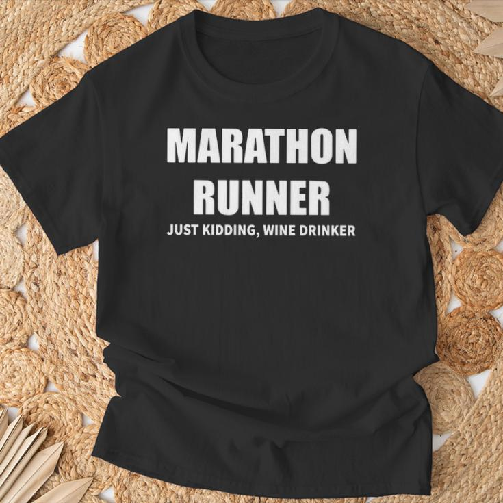 Marathon Runner Just Kidding Wine Drinker T-Shirt Gifts for Old Men