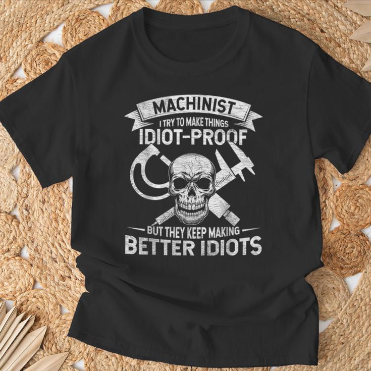 Mechanic Slogan I Try To Make Things Idiot-Proof Worker T-Shirt Gifts for Old Men