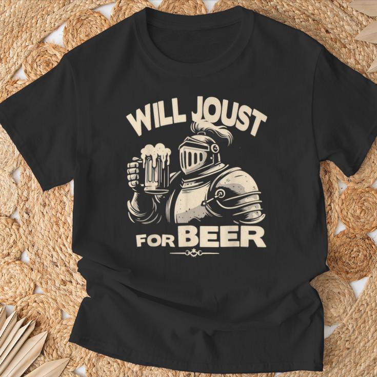 Medieval Renaissance Festival Knight Beer Joust Ren Faire T-Shirt Gifts for Old Men