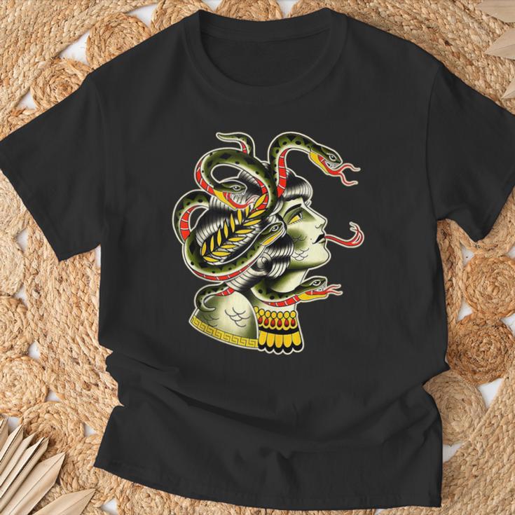 Medusa Greek Mythology Traditional Flash T-Shirt Gifts for Old Men