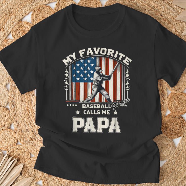 Mein Lieblings-Baseballspieler Nennt Mich Papa American Flag Dad T-Shirt Geschenke für alte Männer