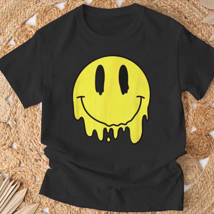 Melting Yellow Smile Smiling Melted Dripping Face Cute T-Shirt Gifts for Old Men