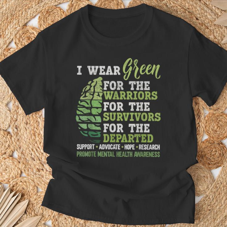 Mental Health Awareness Matters Support I Wear Green Warrior T-Shirt Gifts for Old Men