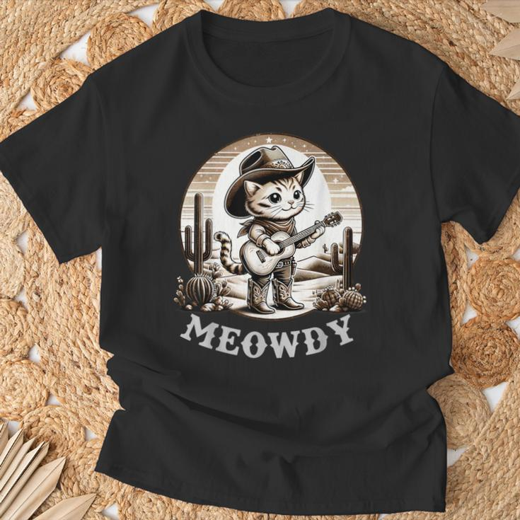 Meowdy Cat Cowboy Hat Country Lover T-Shirt Gifts for Old Men