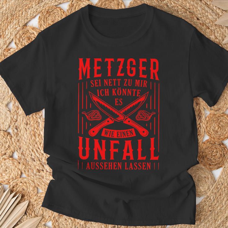 Metzger Sei Nett Zu Mir Fleischer Slogan Butcher T-Shirt Geschenke für alte Männer