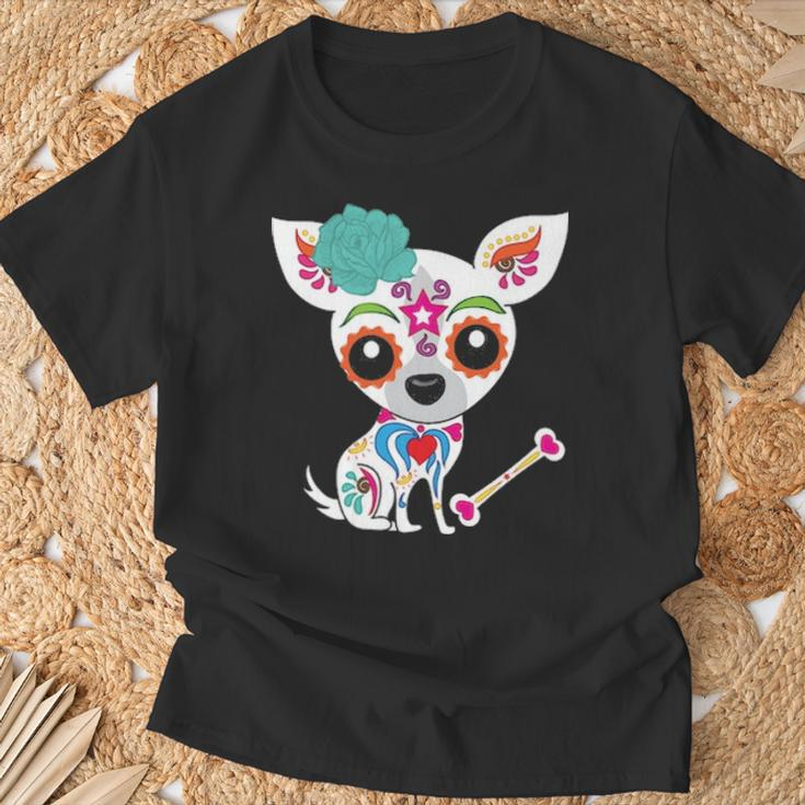 Mexican Sugar Skull Chihuahua T-Shirt Gifts for Old Men