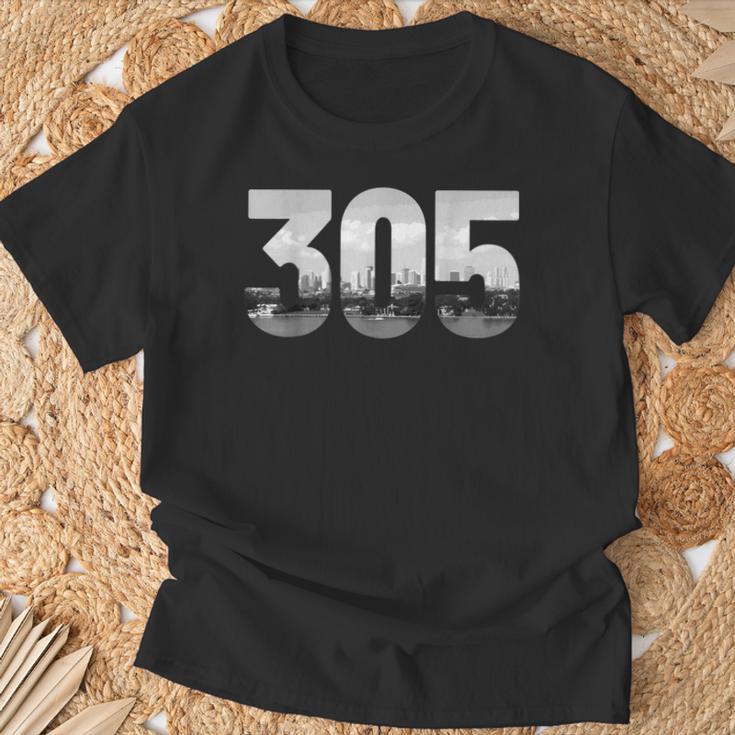 Miami 305 Area Code Skyline Florida Vintage T-Shirt - Monsterry
