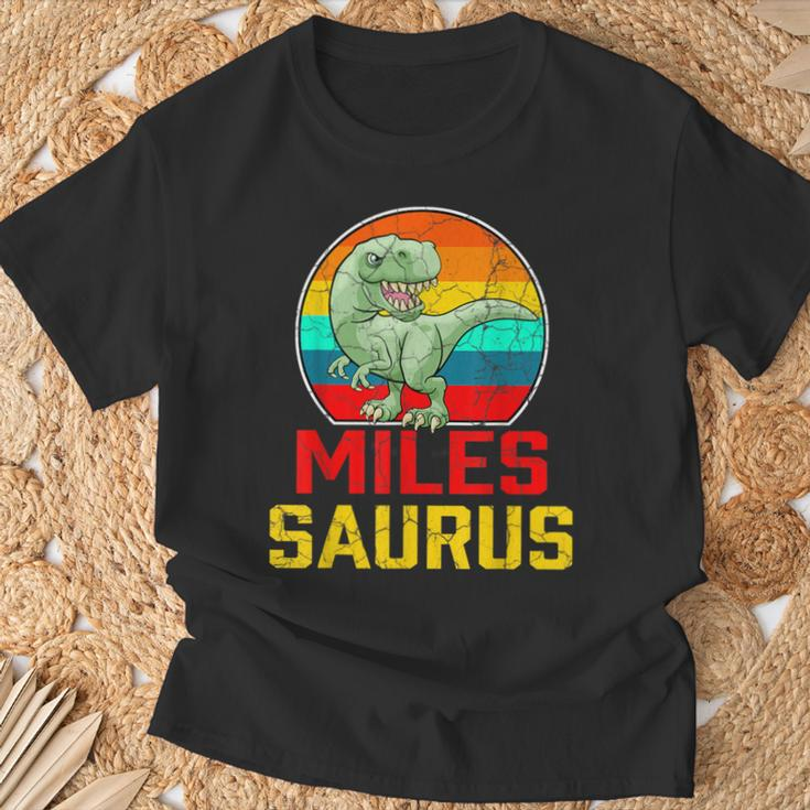 Miles Saurus Family Reunion Last Name Team Custom T-Shirt Gifts for Old Men