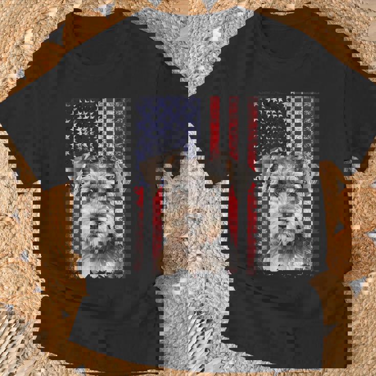 Miniature Schnauzer Dog 4Th Of July American Flag Patriotic T-Shirt Gifts for Old Men