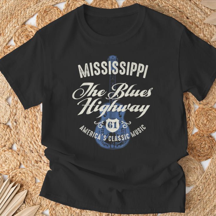Mississippi The Blues Highway 61 Music Usa Guitar Vintage T-Shirt Gifts for Old Men