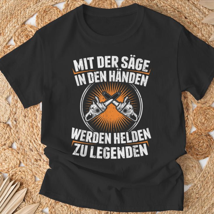 Mit Der Säge In Den Händen Werden Helden Zu Legenden Holz T-Shirt Geschenke für alte Männer