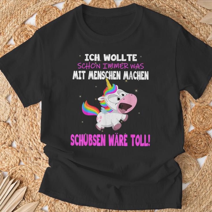 Was Mit Menschen Machen Unicorn Saying T-Shirt Geschenke für alte Männer