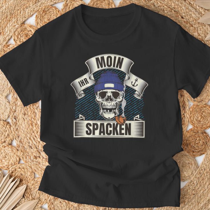 Moin Ihr Spacken Norden Skull Slogan T-Shirt Geschenke für alte Männer