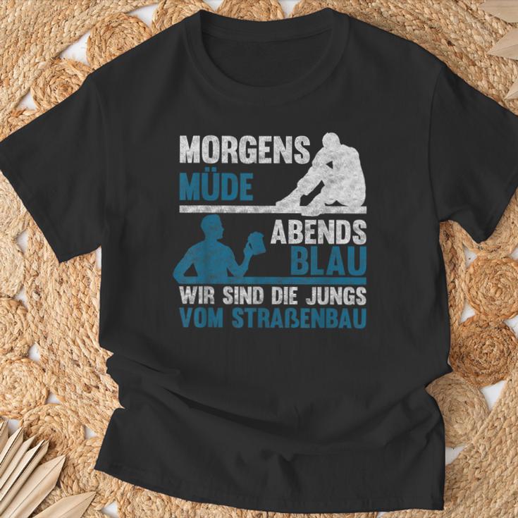 Morgen Müde Abends Blau - Jungen vom Straßenbau T-Shirt, Deutsch Geschenke für alte Männer