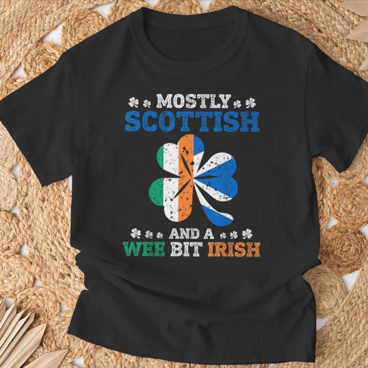 Mostly Scottish And A Wee Bit Irish St Patrick Day T-Shirt Gifts for Old Men