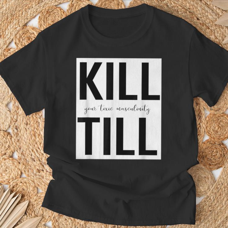 Motivation Schwarzes T-Shirt Kill Your Fears Mentally, Till in Weiß Geschenke für alte Männer