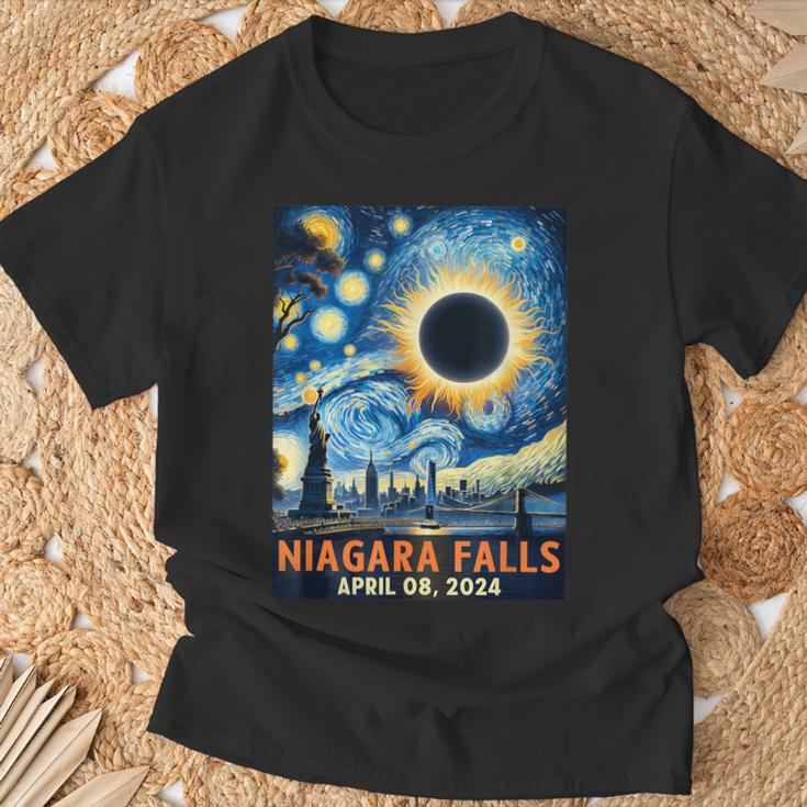 Niagara Falls New York Total Solar Eclipse 2024 Starry Night T-Shirt Gifts for Old Men