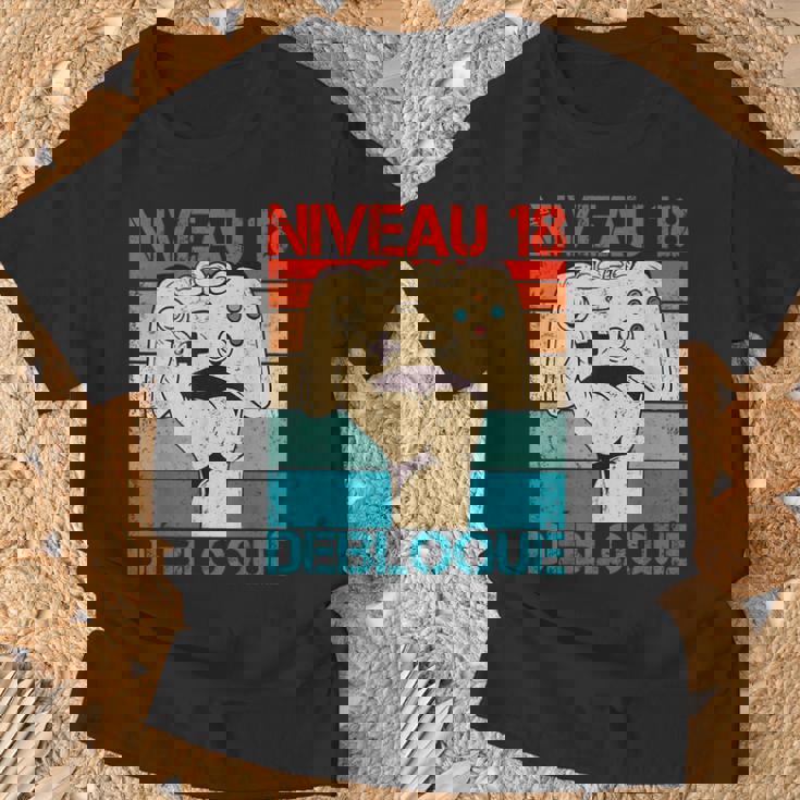 Niveau 18 Debloqué 18 Ans 18 Niveau Gamer Anniversaire T-Shirt Cadeaux pour les vieillards