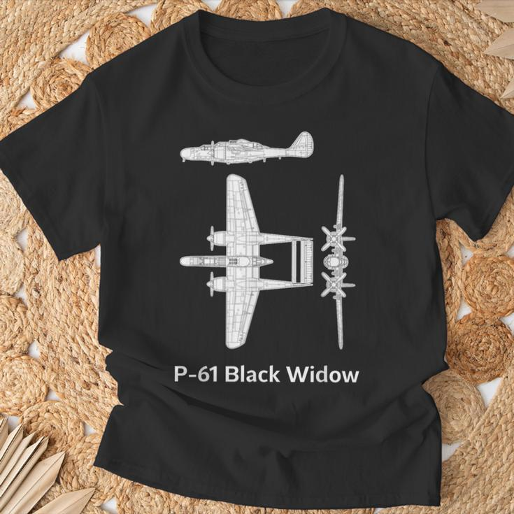 Northrop P-61 Black Widow P61 Plane P 61 Night Fighter P 61C T-Shirt Gifts for Old Men