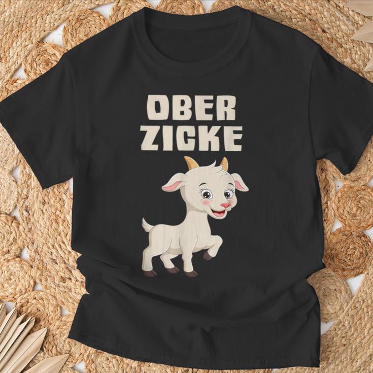 Ober Zicke T-Shirt lustig, Ziegenmotiv Shirt für Damen Geschenke für alte Männer