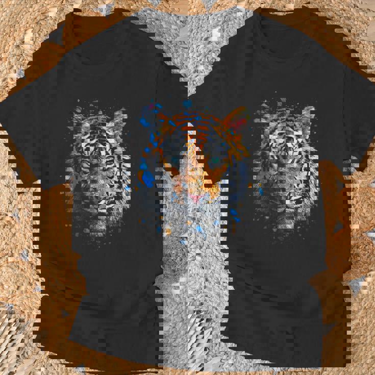 Obra De Arte De Tigre Colorido Animal Arte Tigre Camiseta unisex Regalos para ancianos