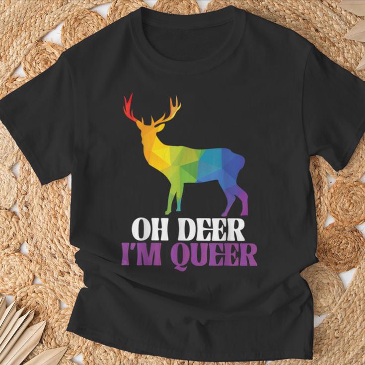 Oh Deer I'm Queer Reh Regenbogen Lgbtq Pride Herren Damen T-Shirt Geschenke für alte Männer