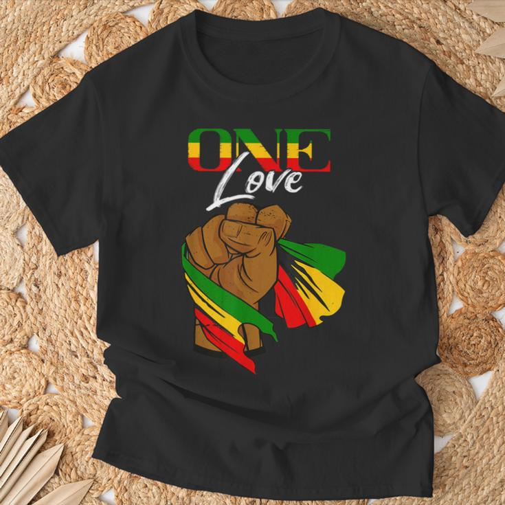 One Love Handfist Jamaica Reggae Music Lover Rasta Reggae T-Shirt Gifts for Old Men