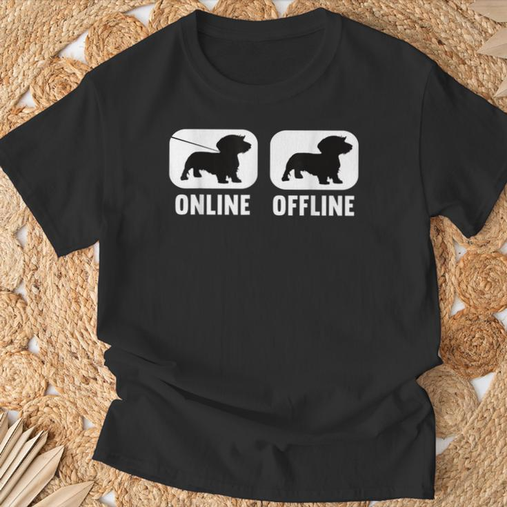 Online Offline Dachshund Dachshund Dog Black T-Shirt Geschenke für alte Männer